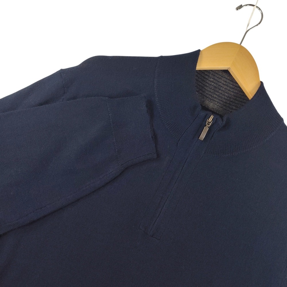 Club Room Mens XXL Navy Blue Merino Wool Blend Quarter Zip Sweater NWT